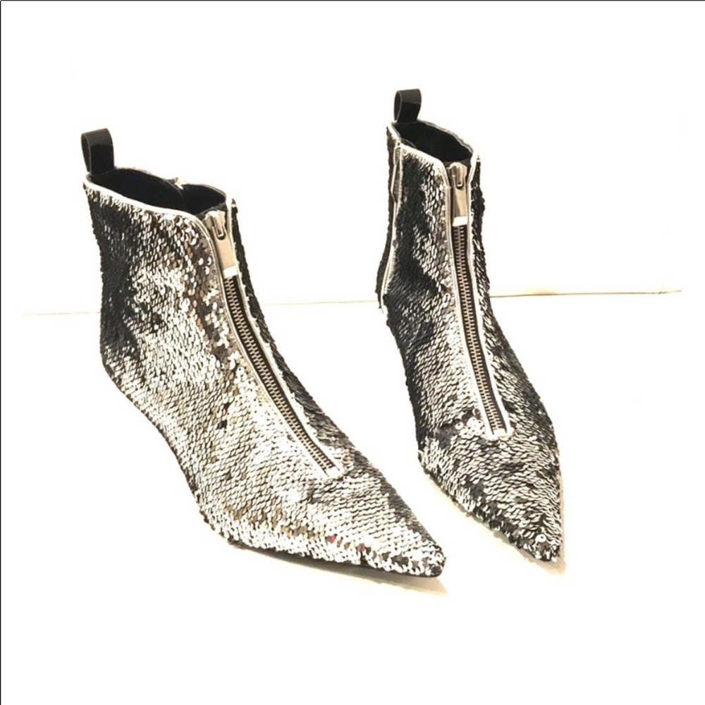Silver Sequined Pointed Toe Zara Boots!!!